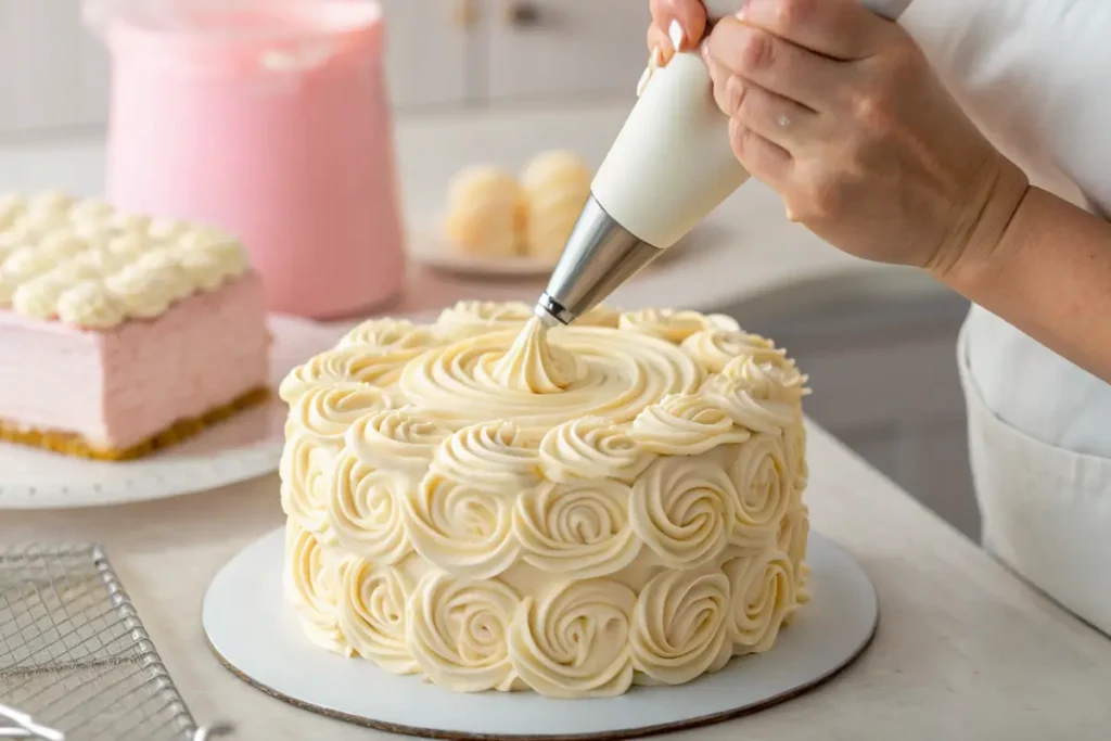 Decorating an 8 Inch Cake with Buttercream Swirls