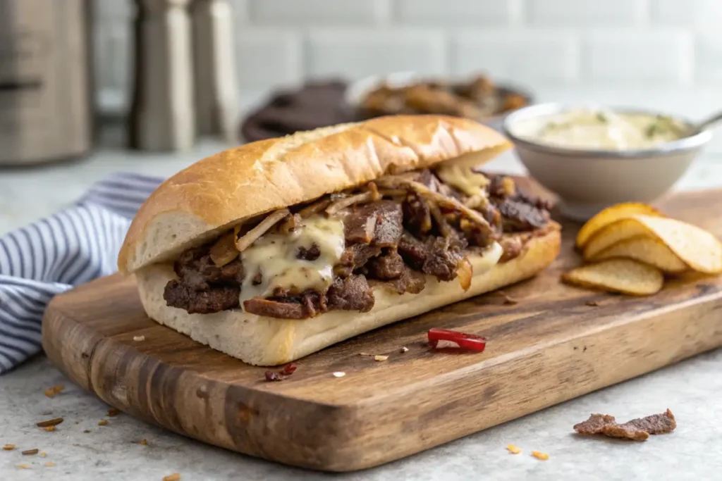 Philly cheesesteak sandwich