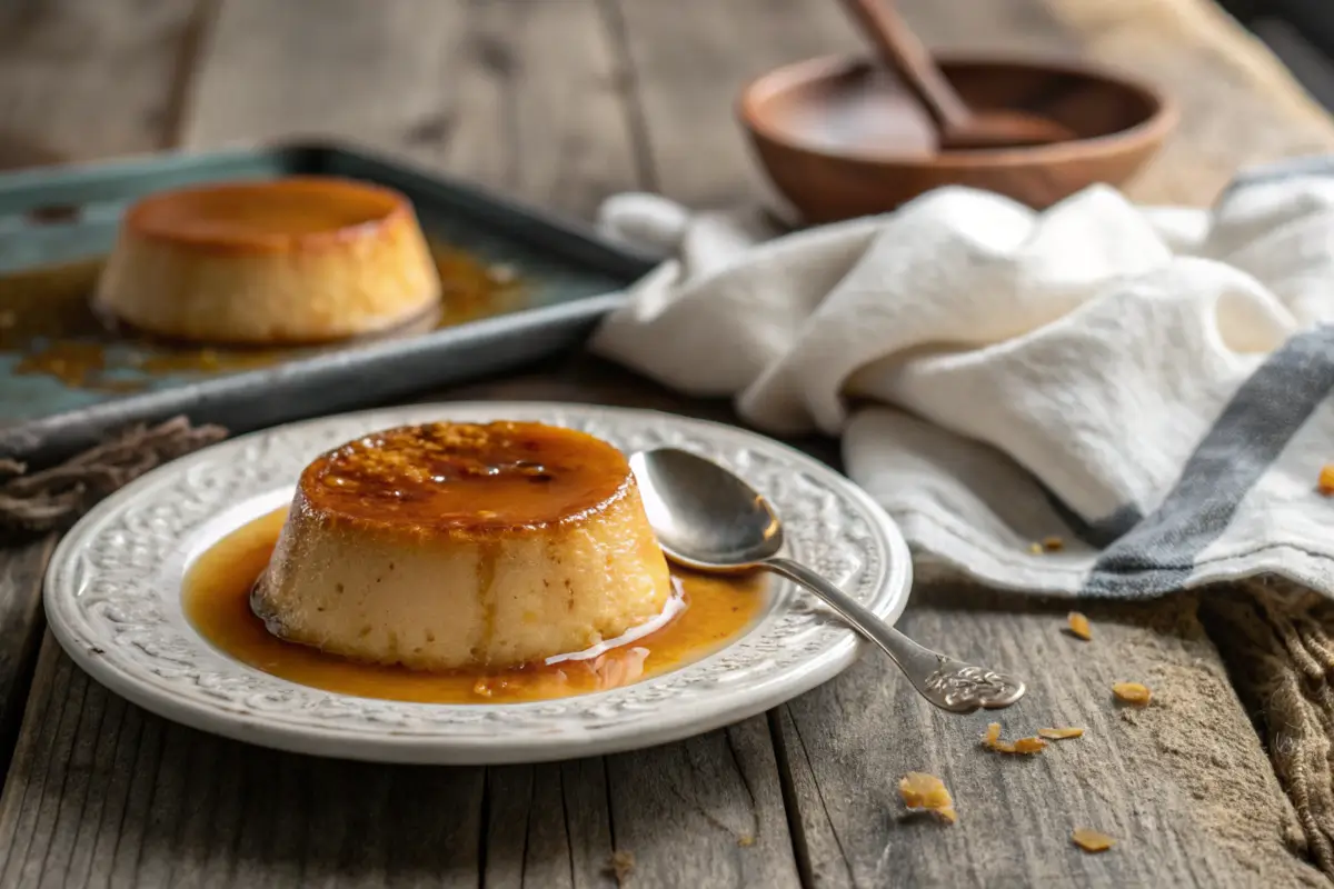 Traditional Venezuelan quesillo dessert with caramel topping