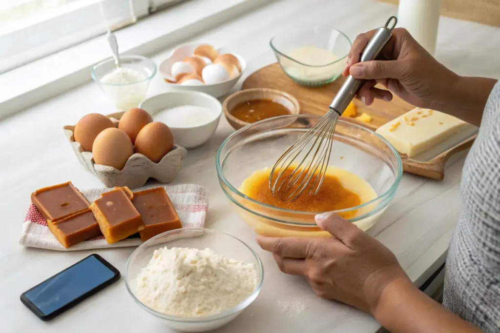 Ingredients and preparation process for making Venezuelan quesillo