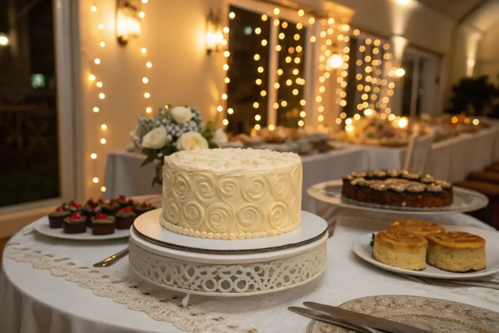 8-inch cake displayed on a wedding table