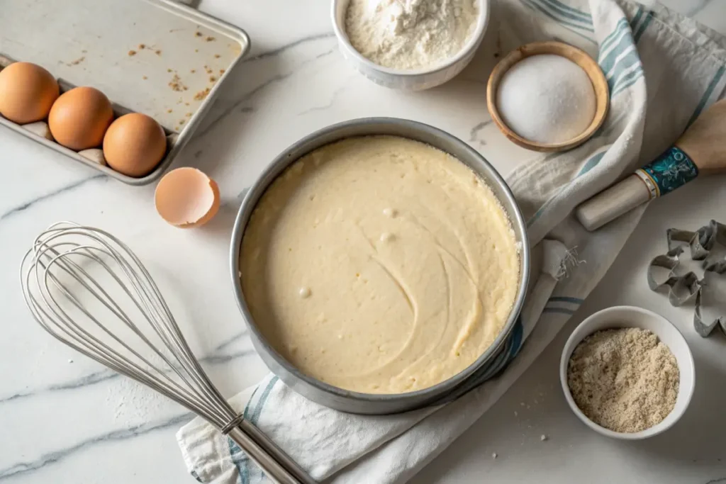 8 Inch Cake Pan Filled with Batter