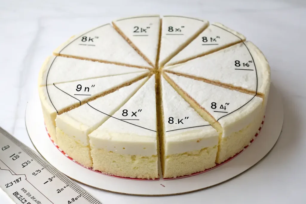 Diagram of slicing an 8-inch round cake into portions