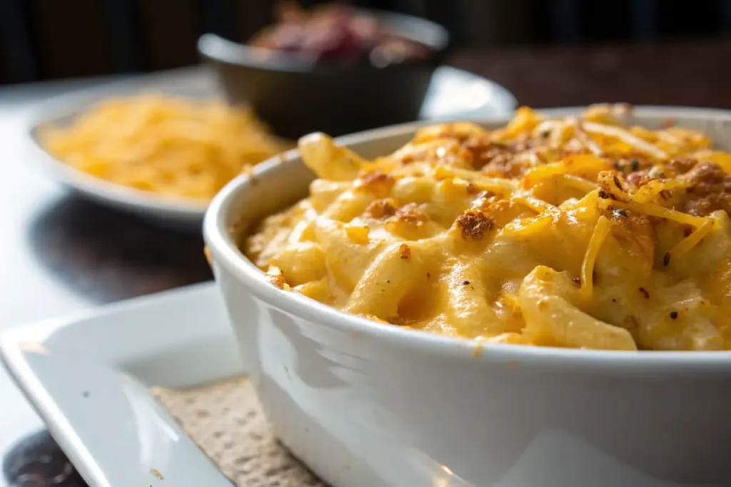 Cheddar in Cajun mac and chees