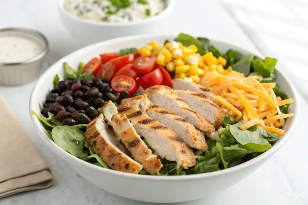 Wendy’s Southwest Chicken Salad featuring grilled chicken and fresh toppings