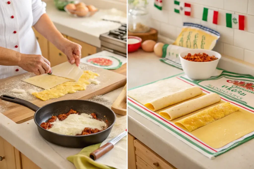 The process of preparing Lasagna Fritta at home