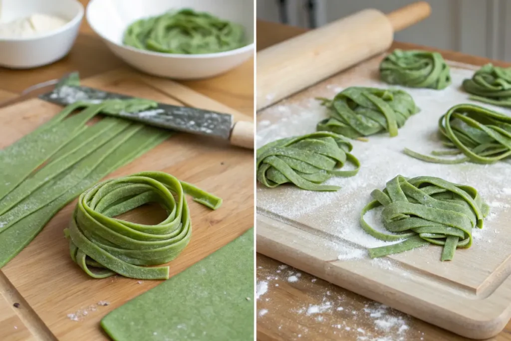 Mexican green spaghetti with creamy poblano pepper sauce