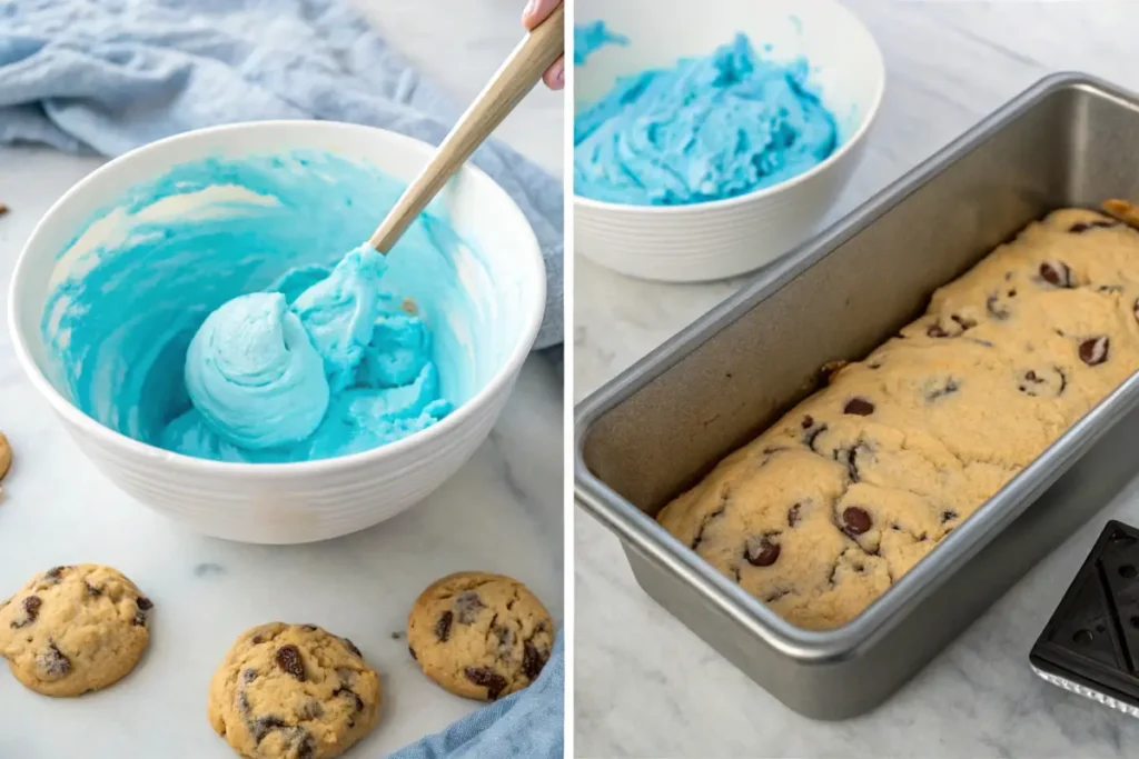 Step-by-step process of making Cookie Monster Ice Cream