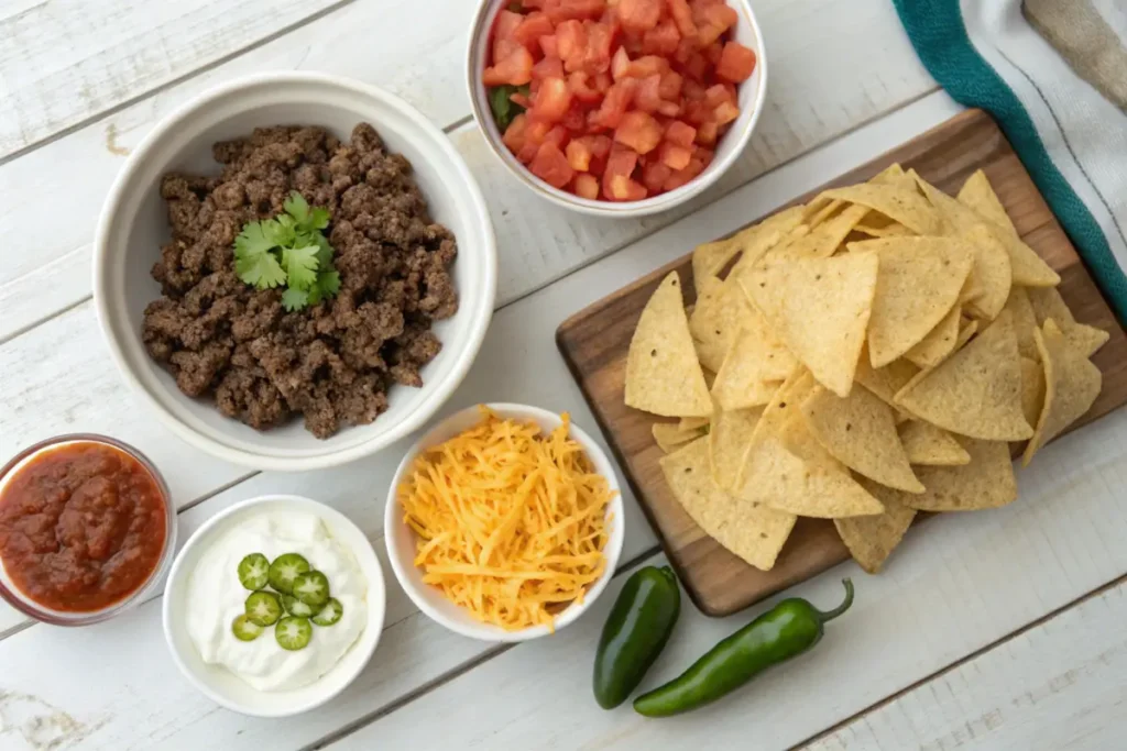  Walking taco casserole ingredients on a counter