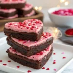 Strawberry Frosted Heart-Shaped Brownies