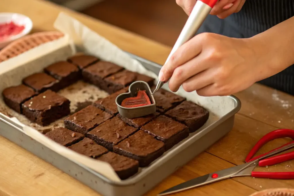 Strawberry Frosted Heart-Shaped Brownies