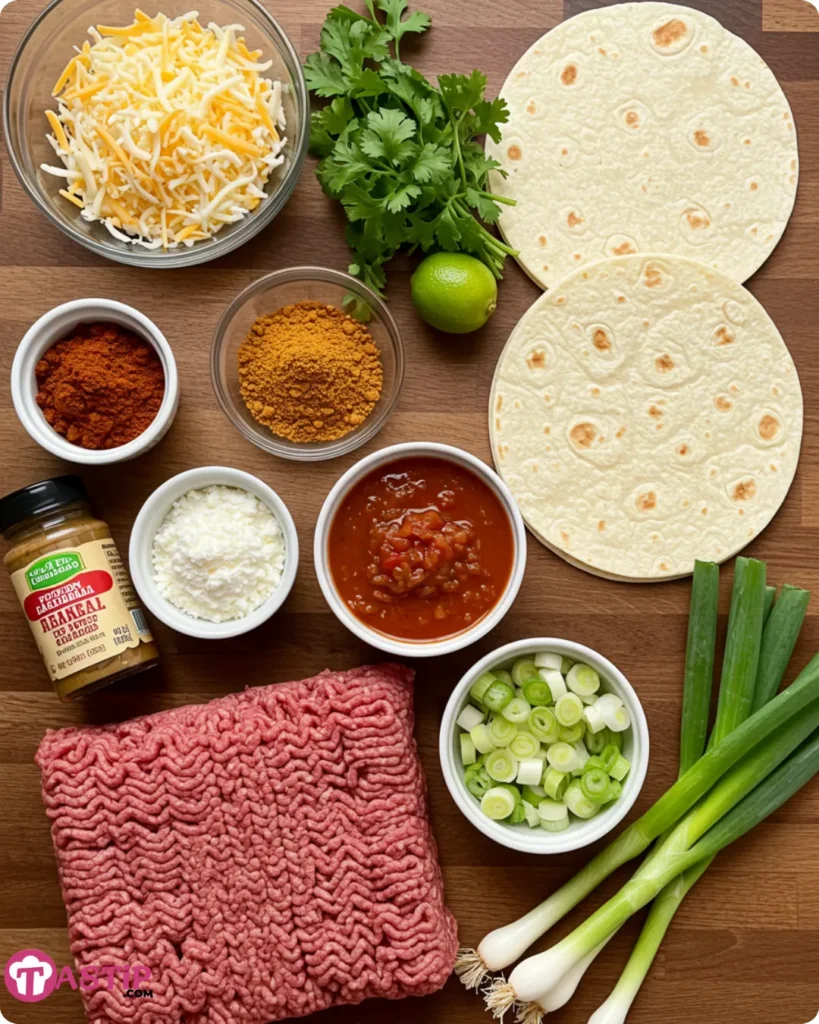 eef Meximelt ingredients laid out on a wooden surface