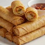 Best Filipino lumpia served crispy with dipping sauce