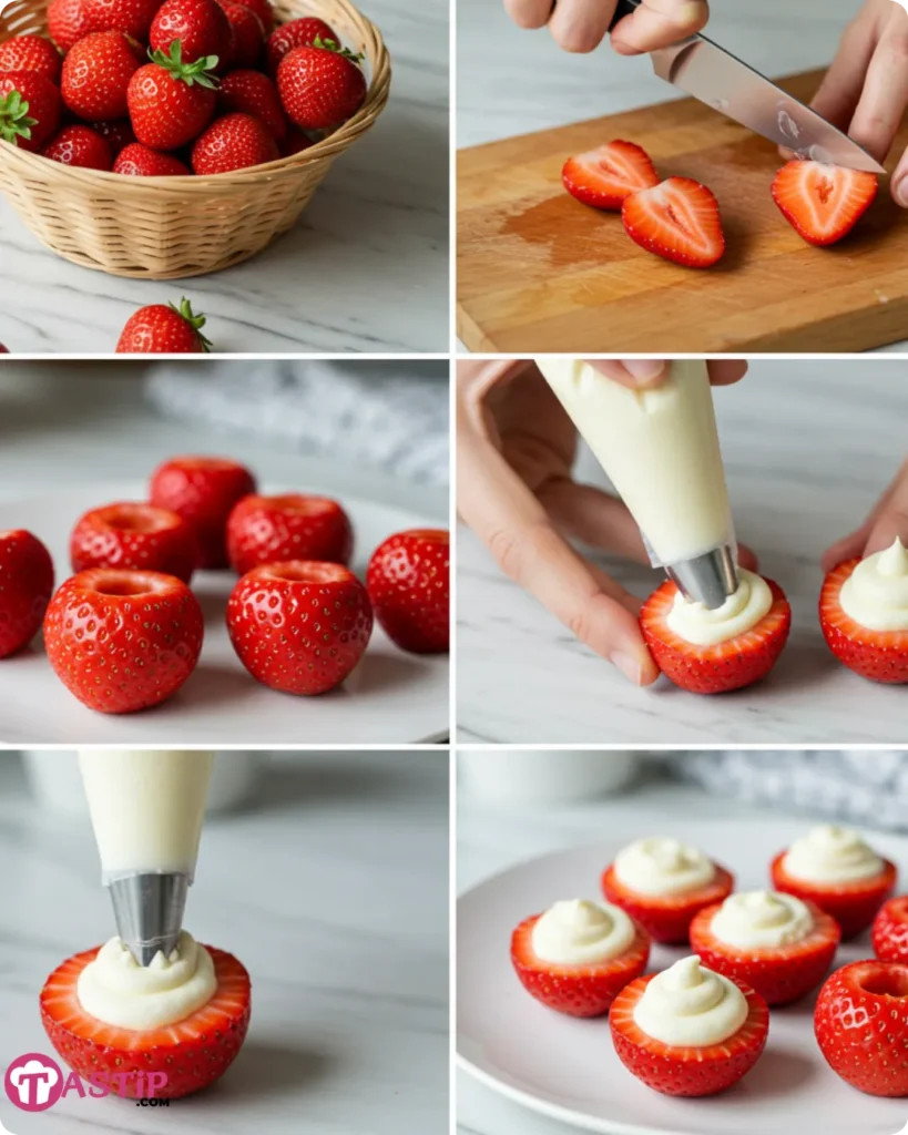 How to fill strawberries with cheesecake cream