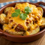 Cheesy Taco Potatoes with melted cheese and fresh cilantro