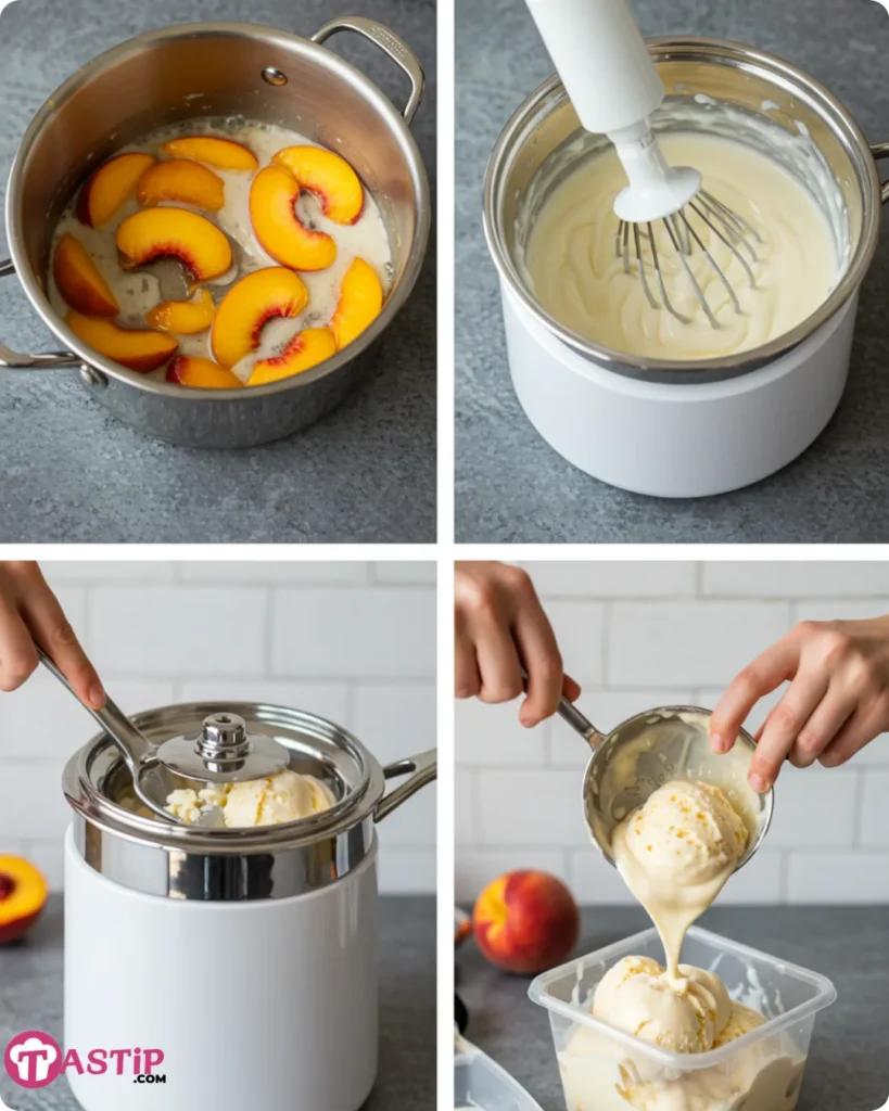Steps to make creamy homemade peach ice cream