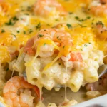 Creamy seafood mac and cheese with shrimp and crab