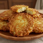 Crispy Amish Onion Fritters on rustic plate