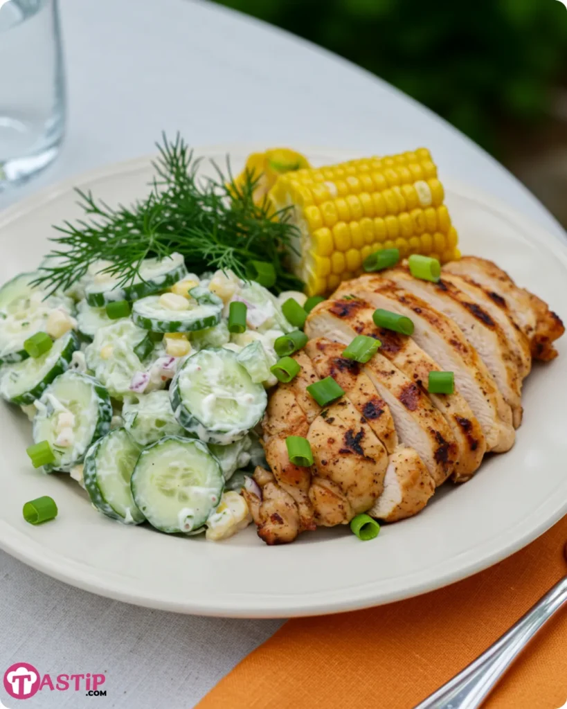 cucumber ranch crack salad on a picnic plate