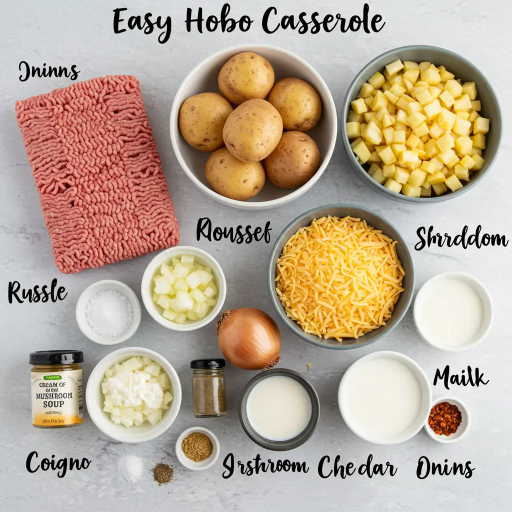 Ingredients for Easy Hobo Casserole recipe