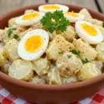 Easy Southern Potato Salad with Egg served in a rustic bowl