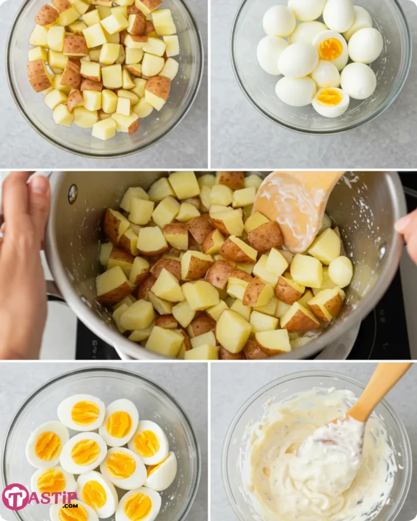 Easy Southern Potato Salad with Egg 7 Step-by-step making Easy Southern Potato Salad with Egg