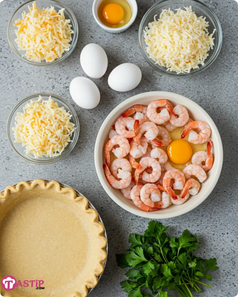 Ingredients for Florida Shrimp Pie on kitchen counter