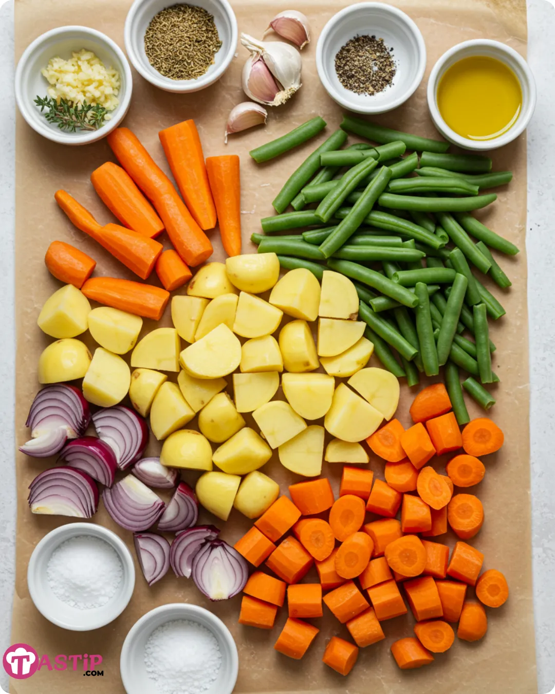 ingredients for garlic herb roasted veggies