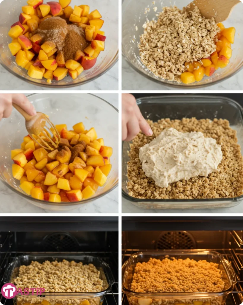 Healthy Peach Crisp Recipe 7 Making healthy peach crisp recipe step by step
