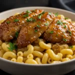 Honey Pepper Chicken Mac and Cheese in a bowl