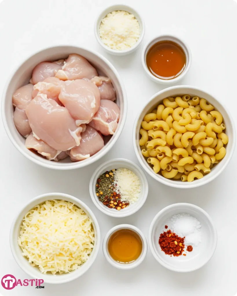 Ingredients for Honey Pepper Chicken Mac and Cheese