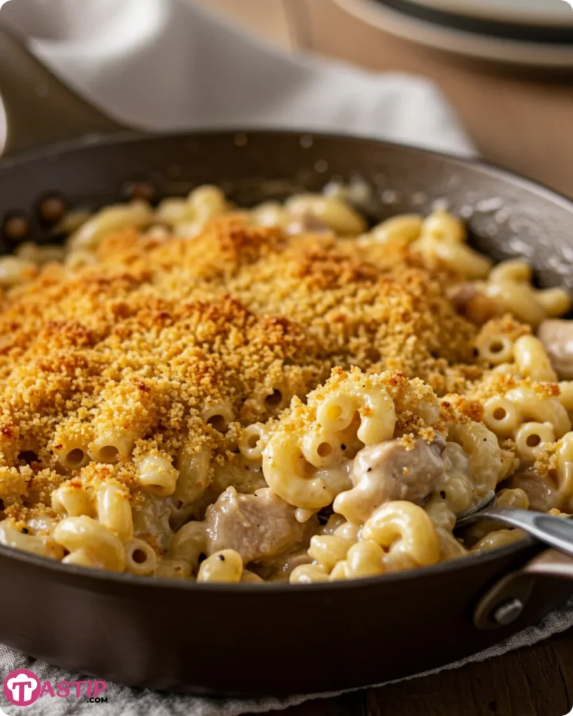 Serving Honey Pepper Chicken Mac and Cheese