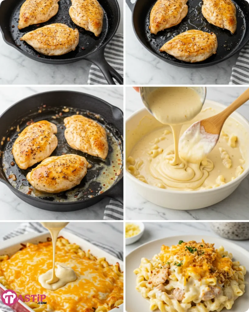 Step-by-step Honey Pepper Chicken Mac and Cheese