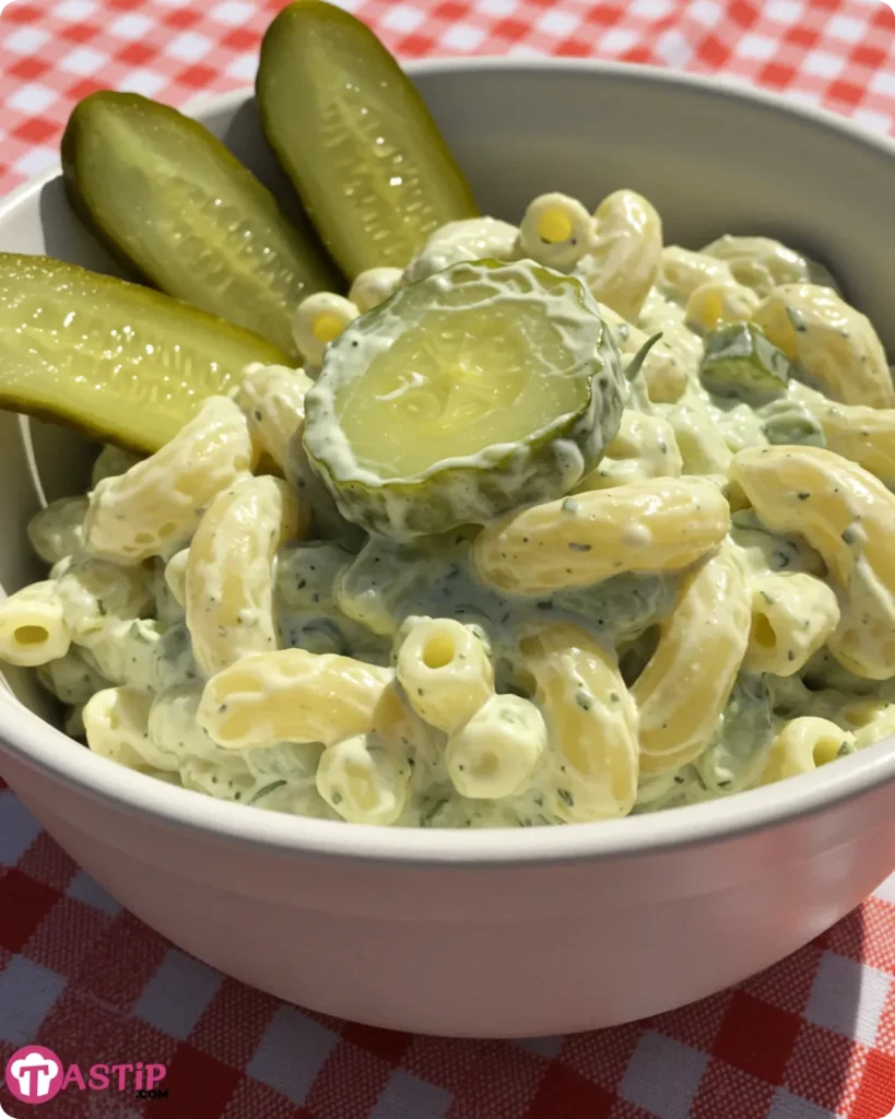 Serving suggestion for Dill Pickle Macaroni Salad