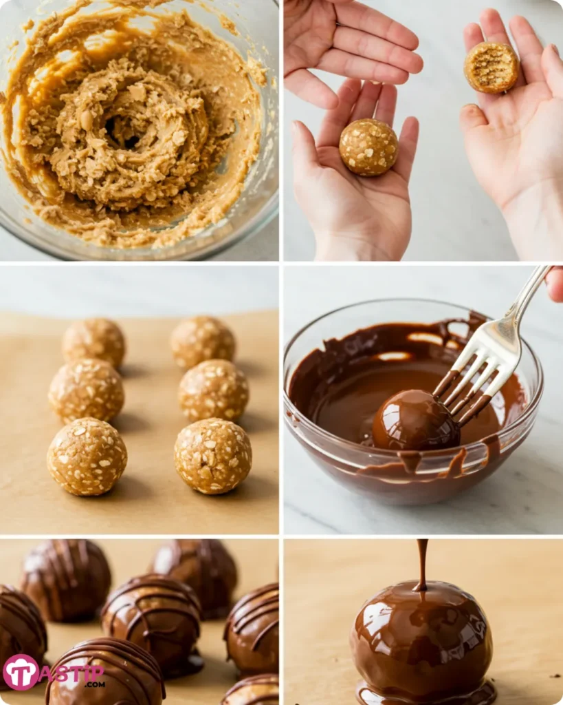 Step-by-step making No-Bake Peanut Butter Balls