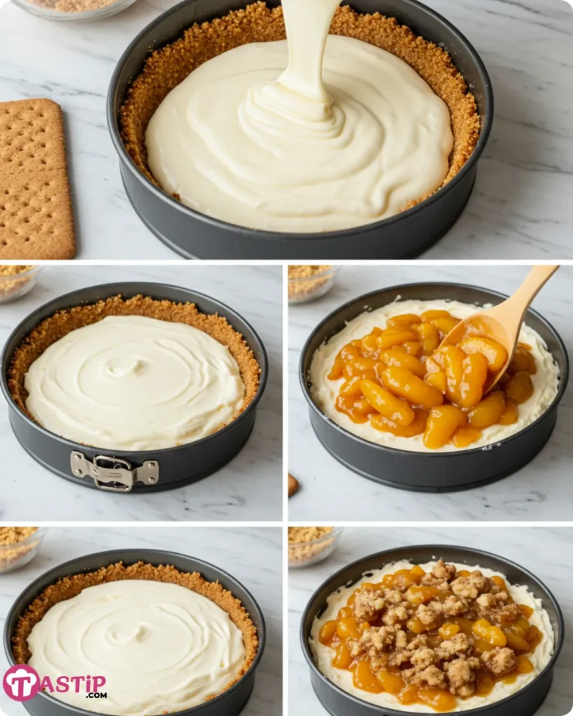 Making Peach Cobbler Cheesecake step-by-step photos