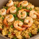 stacked shrimp dirty rice bowl