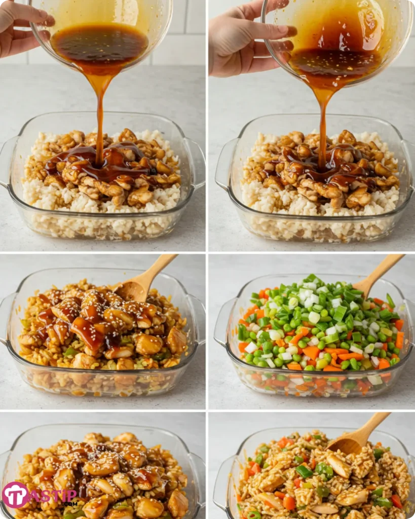 Step-by-step how to make teriyaki chicken casserole
