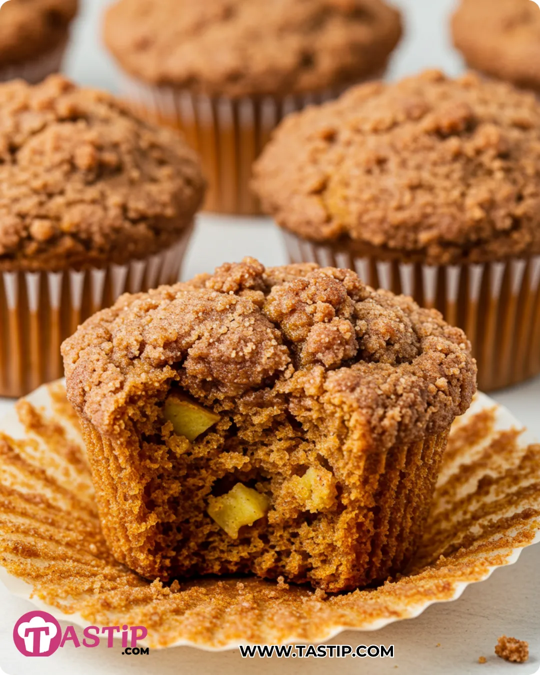Apple Pumpkin Streusel Muffins with tall domes and crunchy topping