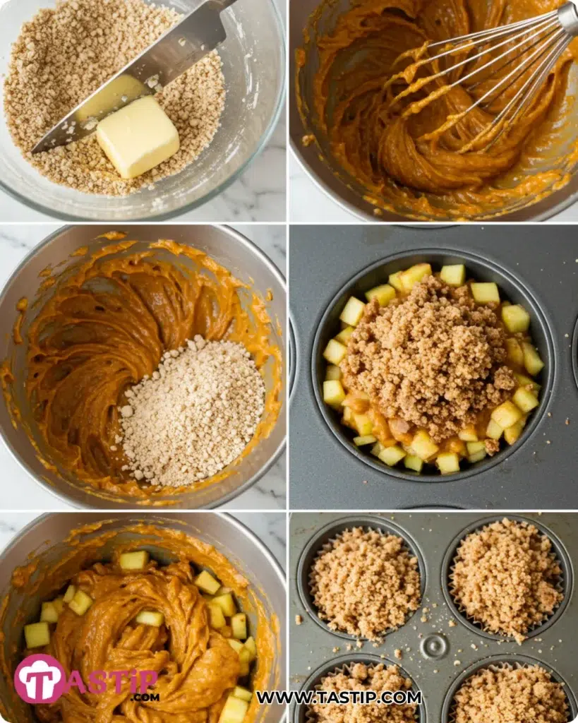 Apple Pumpkin Streusel Muffins 10 Step-by-step making Apple Pumpkin Streusel Muffins with crumb topping