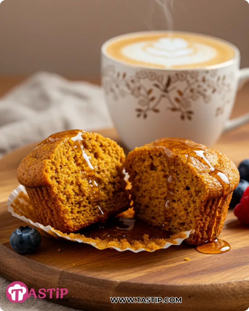 Greek Yogurt Pumpkin Muffins served with coffee and berries