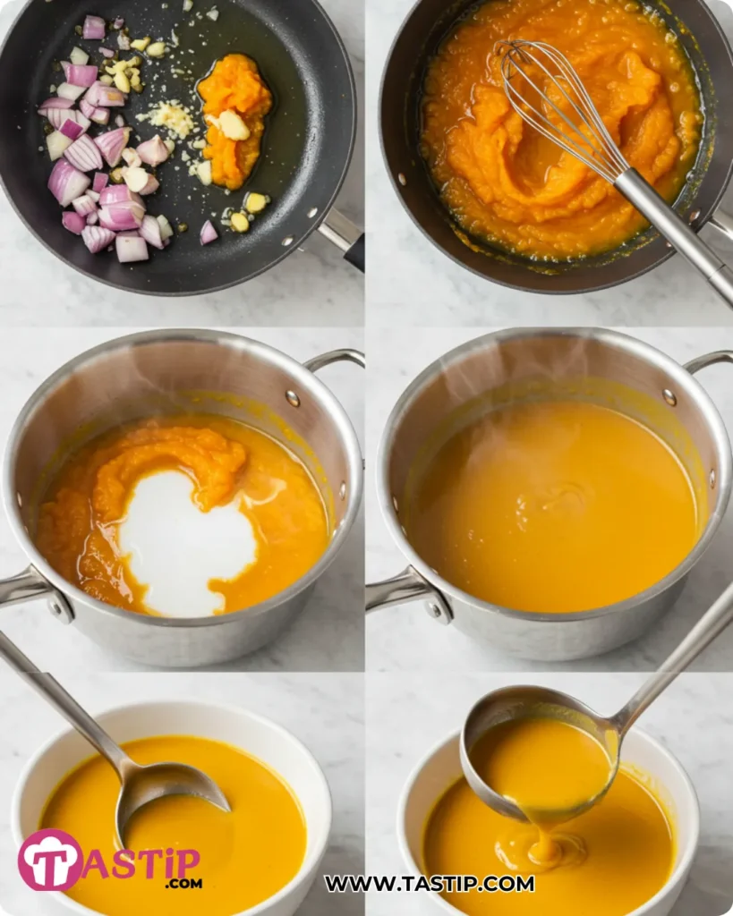 Step-by-step Gut-Healing Pumpkin Soup from sauté to blend