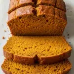 Moist Spiced Pumpkin Bread slices with crackly top and soft crumb