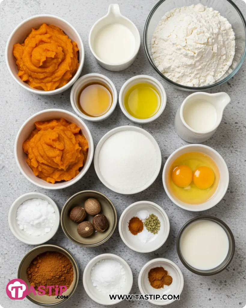 Homemade Pumpkin Bread 9 Homemade Pumpkin Bread ingredients measured and grouped