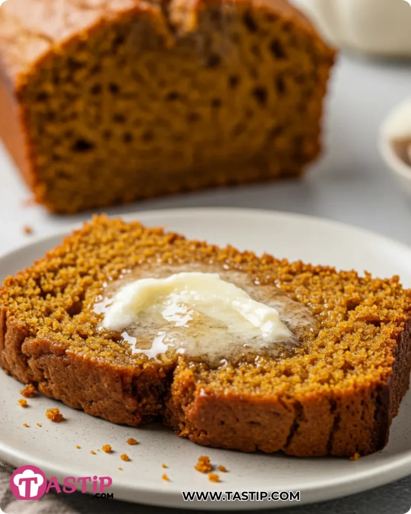 Spiced Pumpkin Bread 11 Slice of Spiced Pumpkin Bread with maple butter