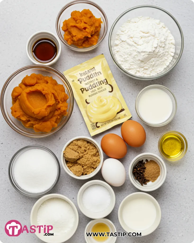 Vanilla Pudding Pumpkin Bread 9 Ingredients for Vanilla Pudding Pumpkin Bread with instant vanilla pudding mix