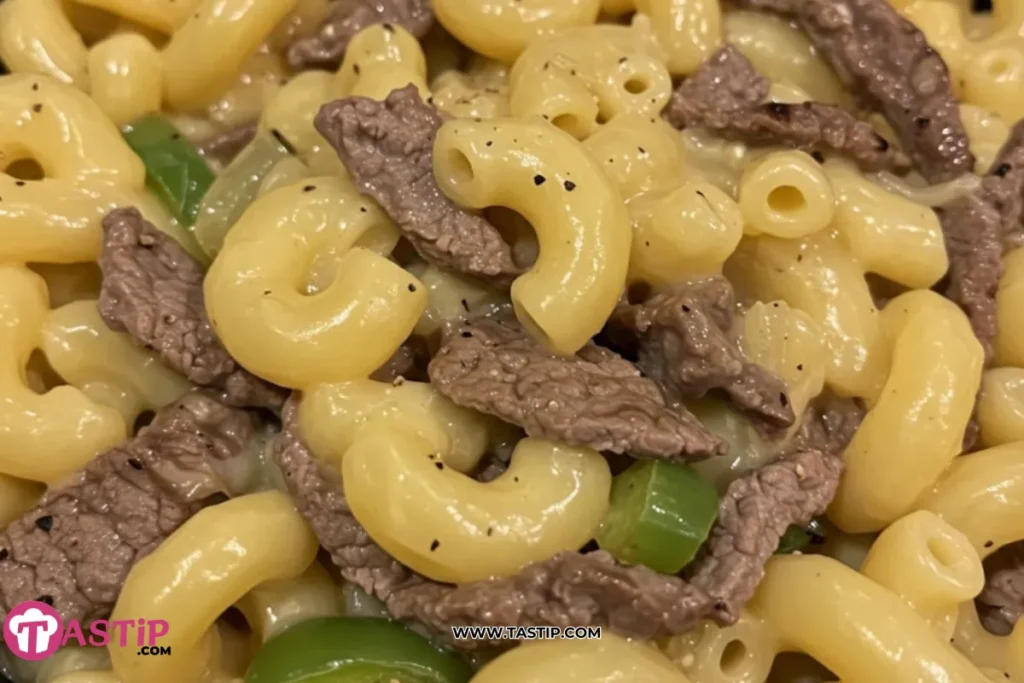High Protein Philly Cheesesteak Mac Cheese