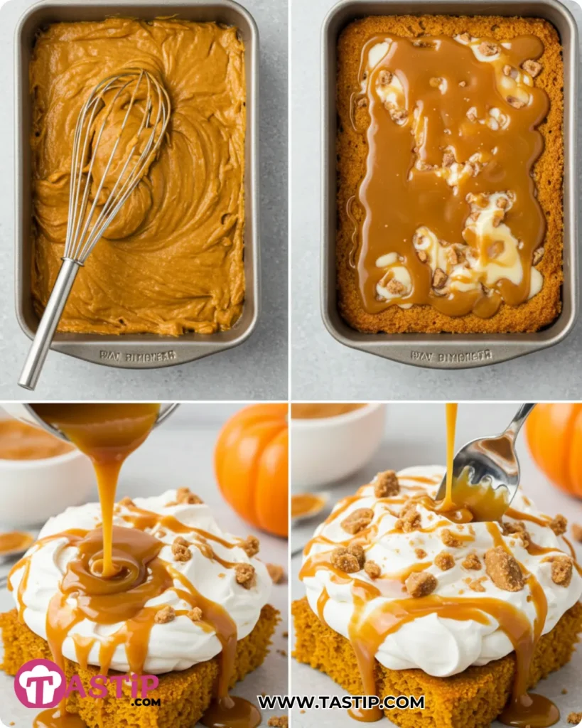 Pumpkin Poke Cake 10 Step-by-step Pumpkin Poke Cake from poking to topping