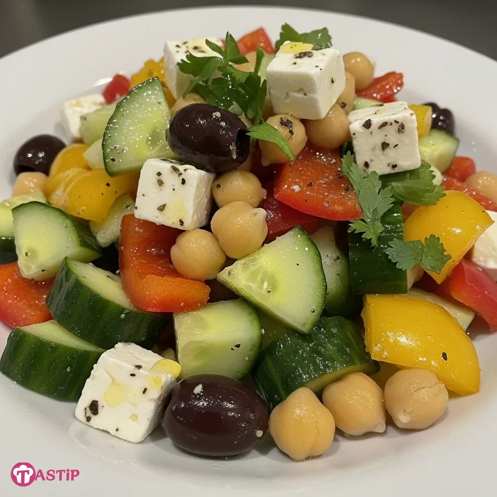 Greek Salad Chopped with Chickpeas