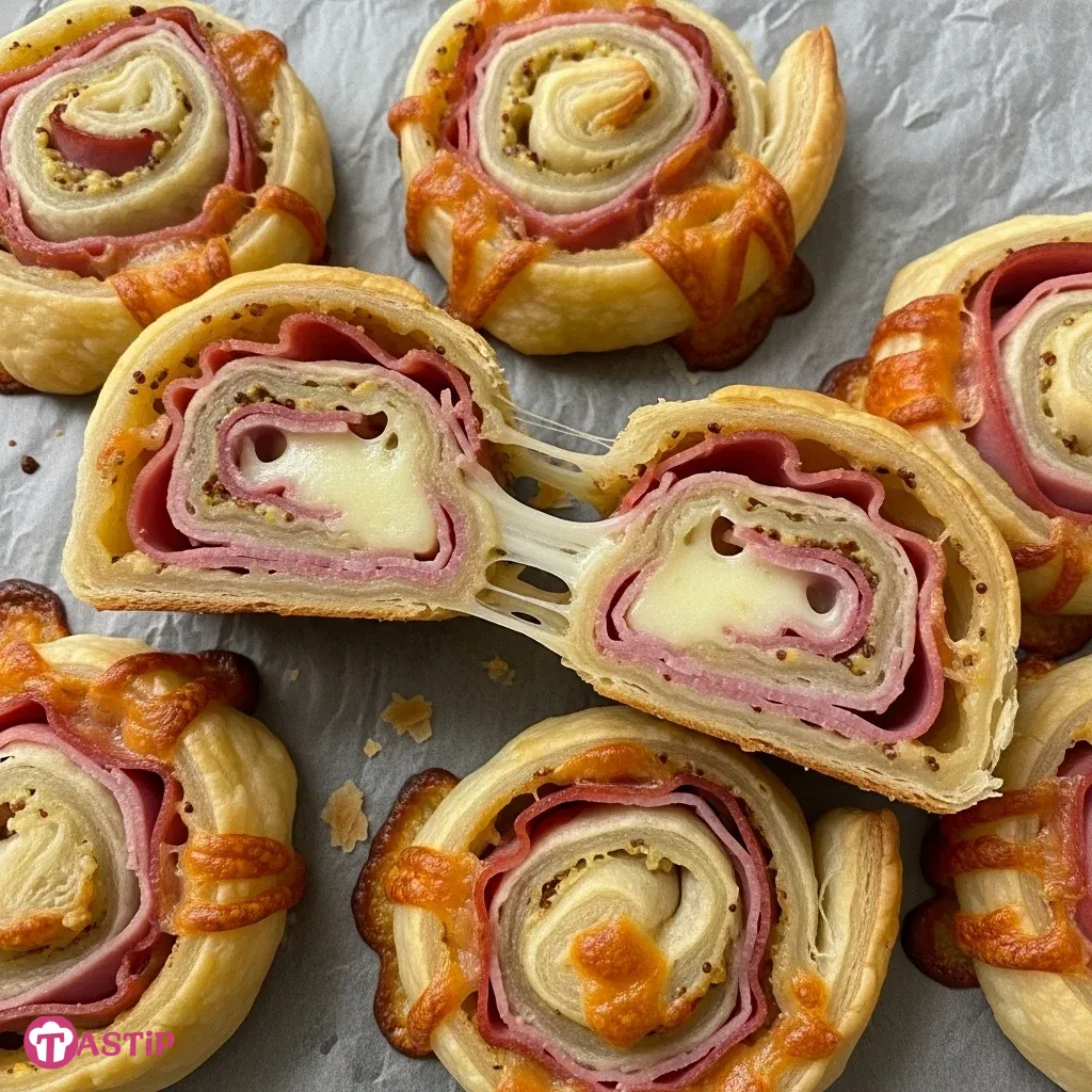 Ham and Cheese Puff Pastry Pinwheels